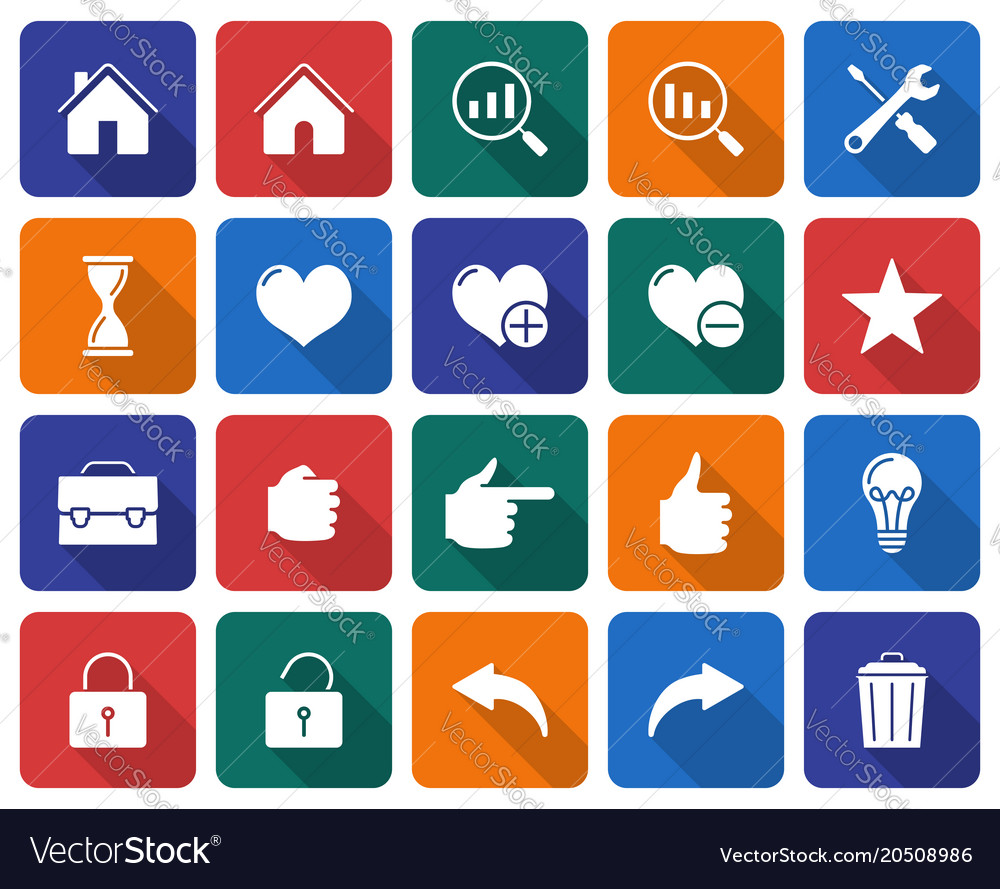 Collection of rounded square icons user interface