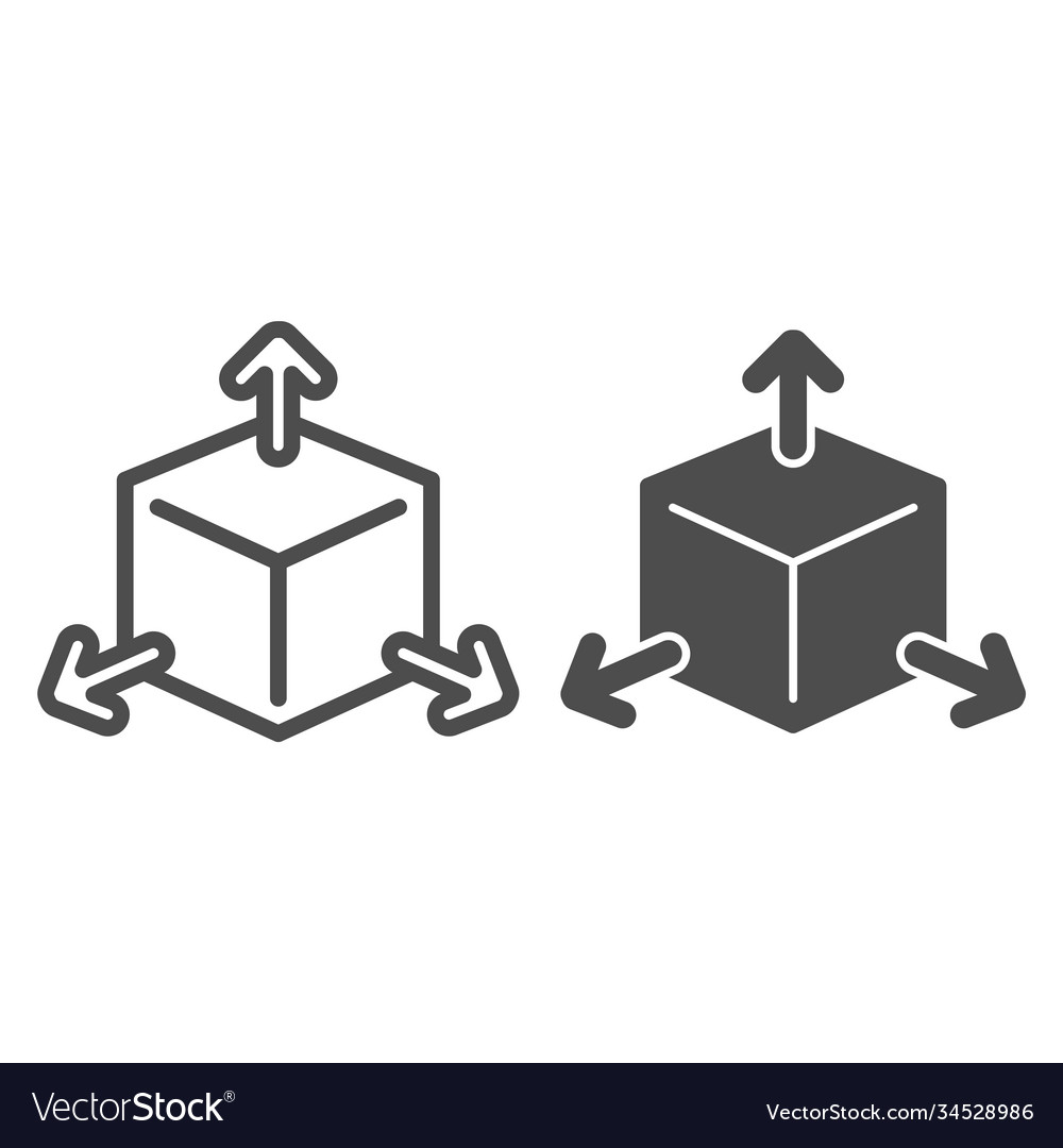 Cube with arrows line and solid icon choice vector image Cube with arrows line and solid icon choice