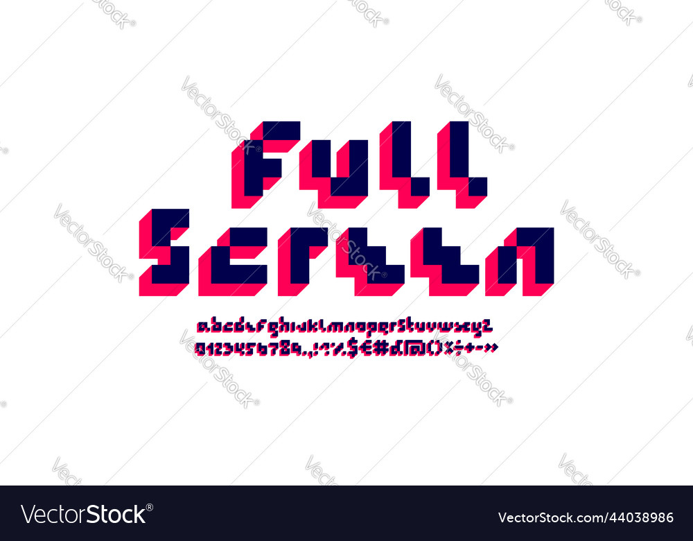 Geometric font 3d alphabet in the game style vector image Geometric font 3d alphabet in the game style
