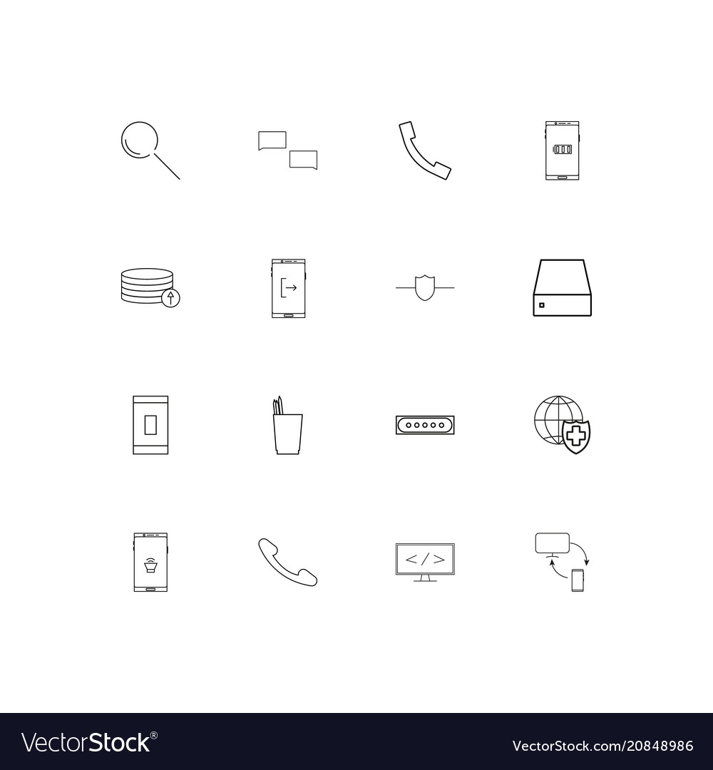 Internet technologies linear thin icons set Vector Image Internet technologies linear thin icons set