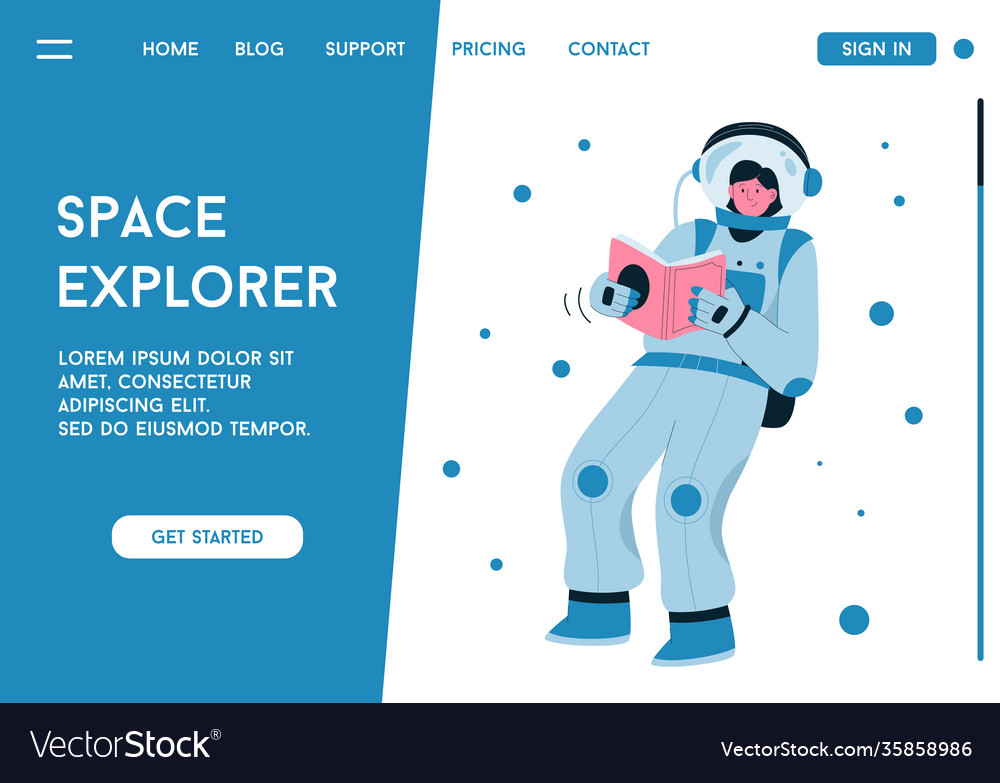 Landing page space explorer concept vector image Landing page space explorer concept