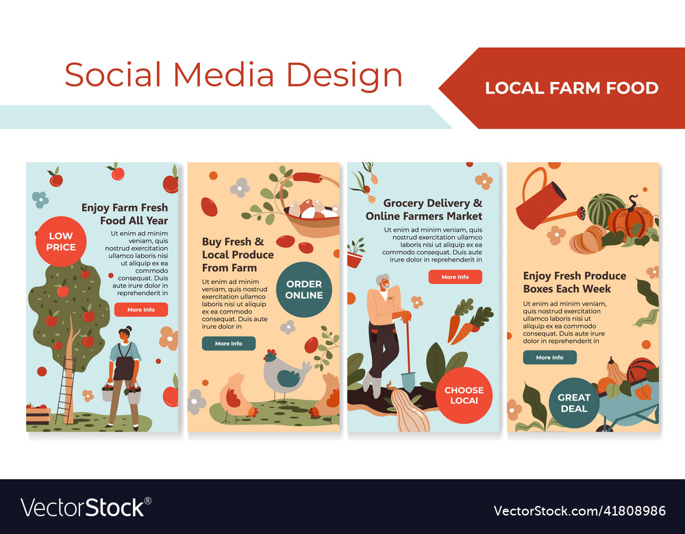 local-farm-food-offer-at-stories-page-design-set-vector-image