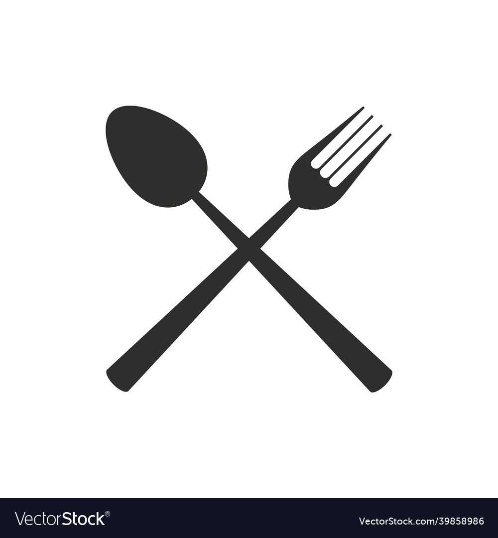 Monochrome set of crossed fork and spoon