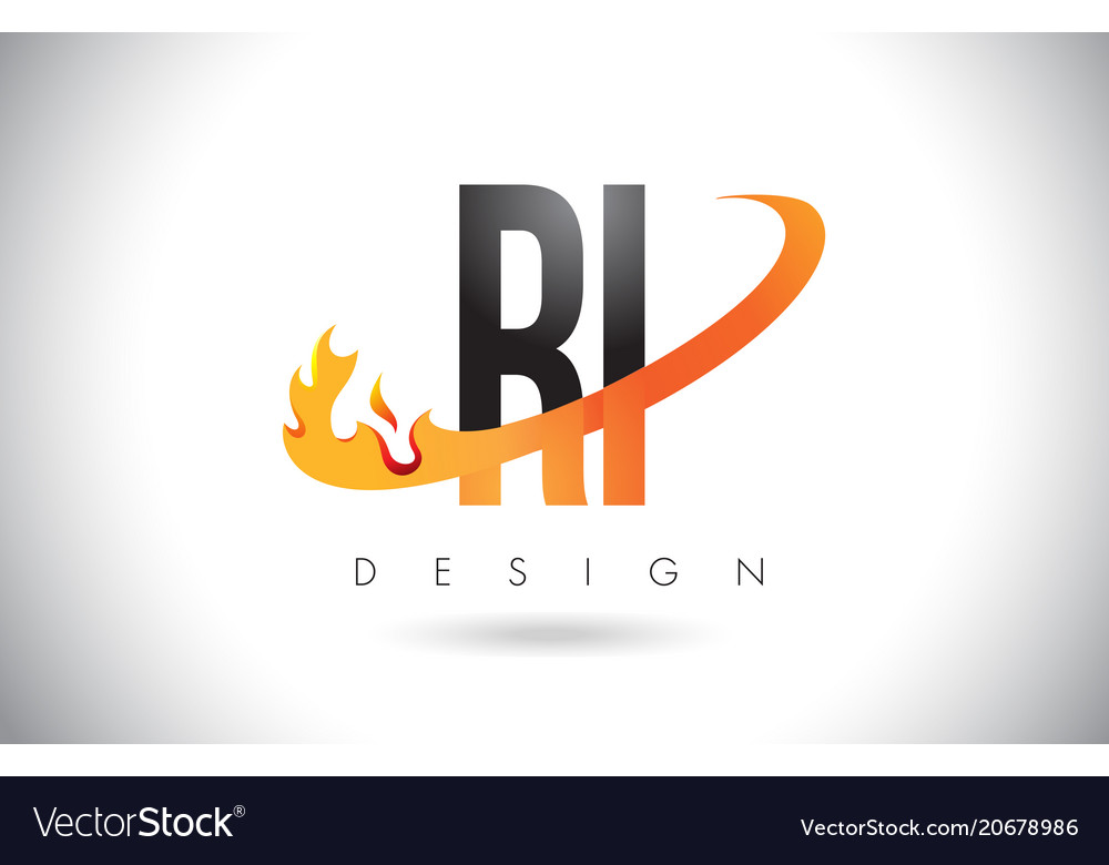 Ri r i letter logo with fire flames design