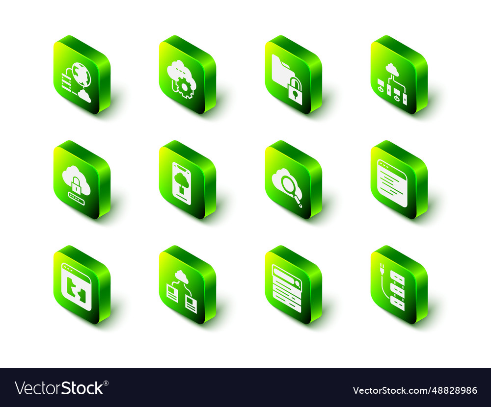 Set cloud technology data transfer folder vector image Set cloud technology data transfer folder
