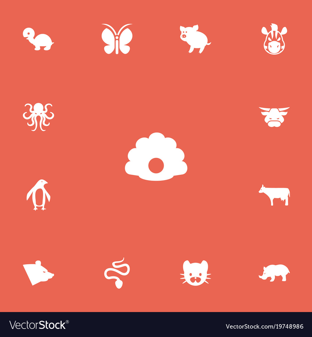 Set of 13 editable zoo icons includes symbols