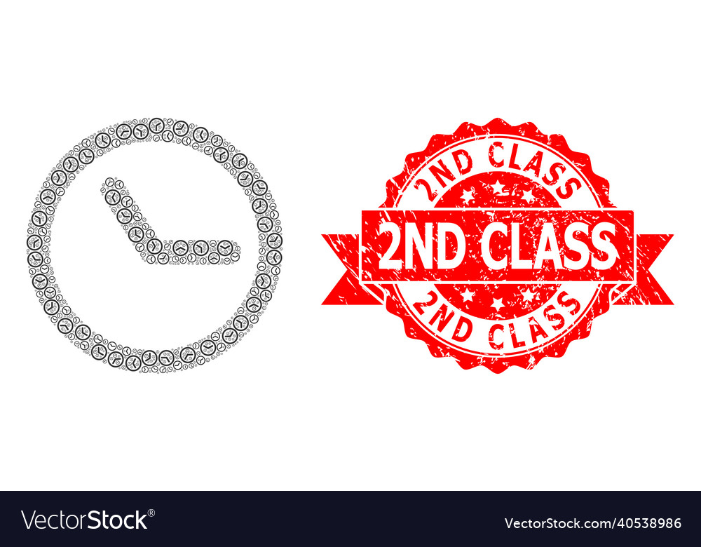 Textured 2nd class badge and fractal clock icon