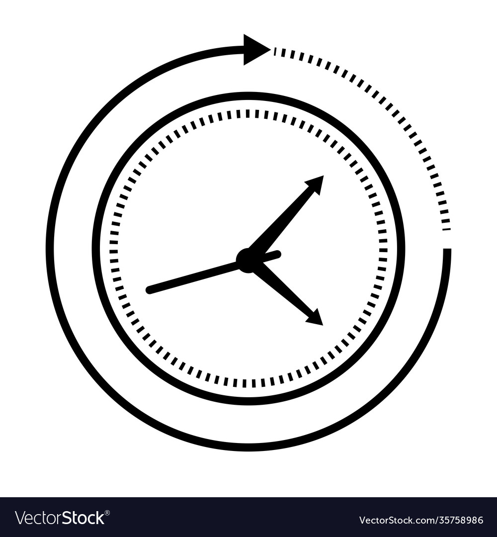 Time clock watch analog with arrow around line