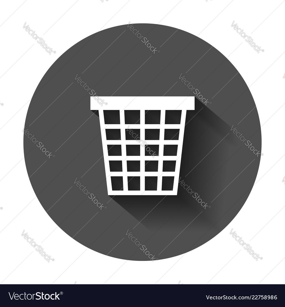 Trash bin garbage icon in flat style bucket vector image Trash bin garbage icon in flat style bucket