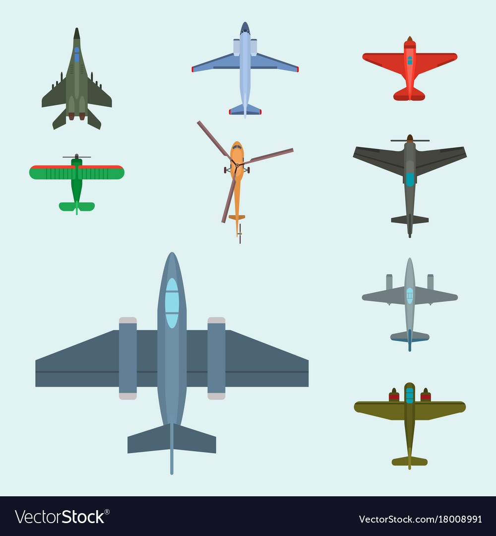 Airplane Top View And Aircraft Royalty Free Vector Image