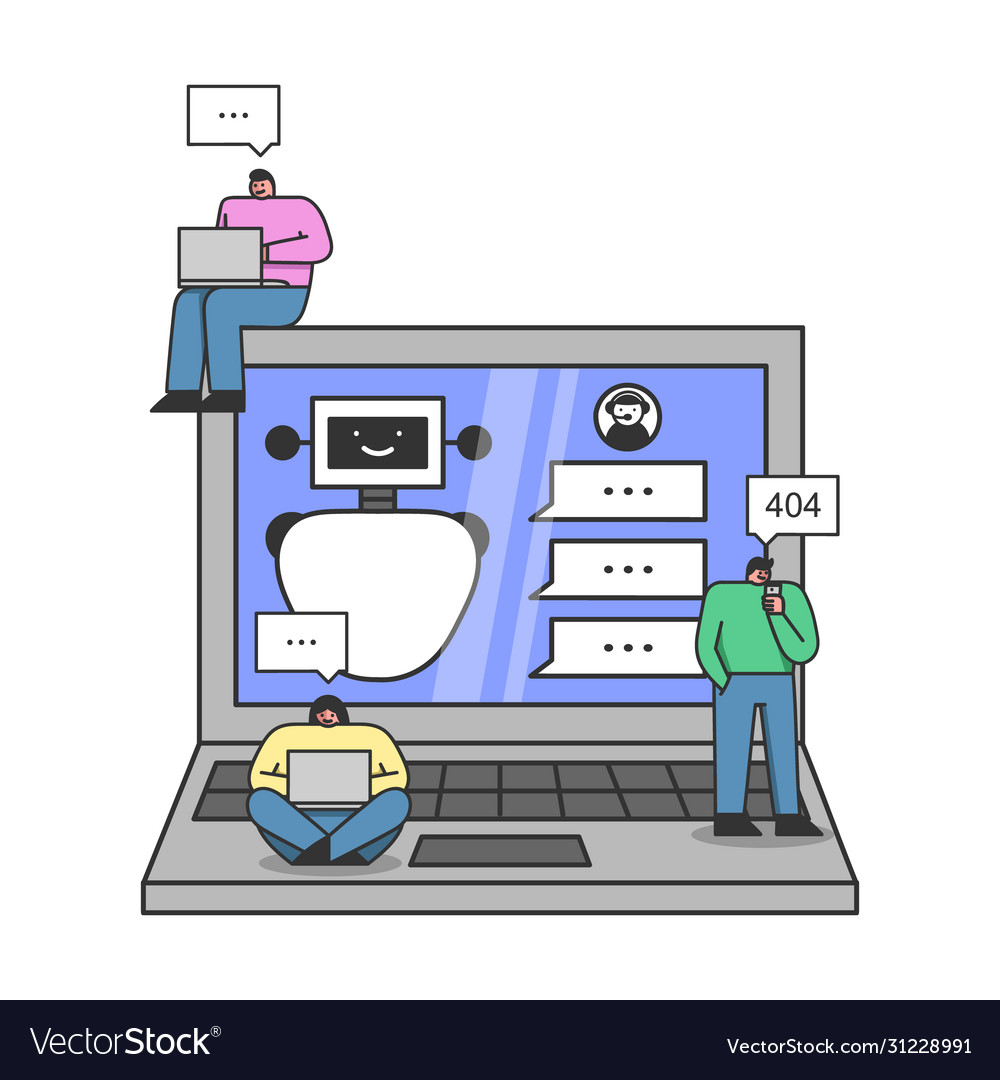 Artificial intelligence concept developers vector image Artificial intelligence concept developers