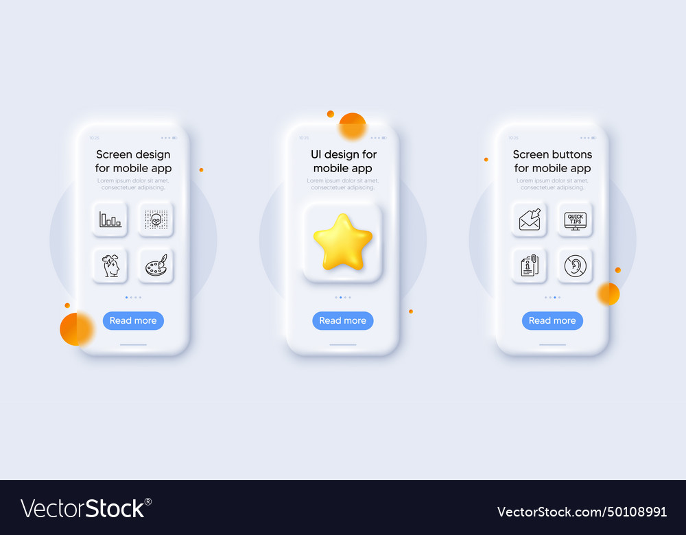 Attached info no hearing and open mail line icons vector image Attached info no hearing and open mail line icons