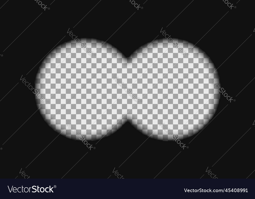 Binocular view template with empty transparent