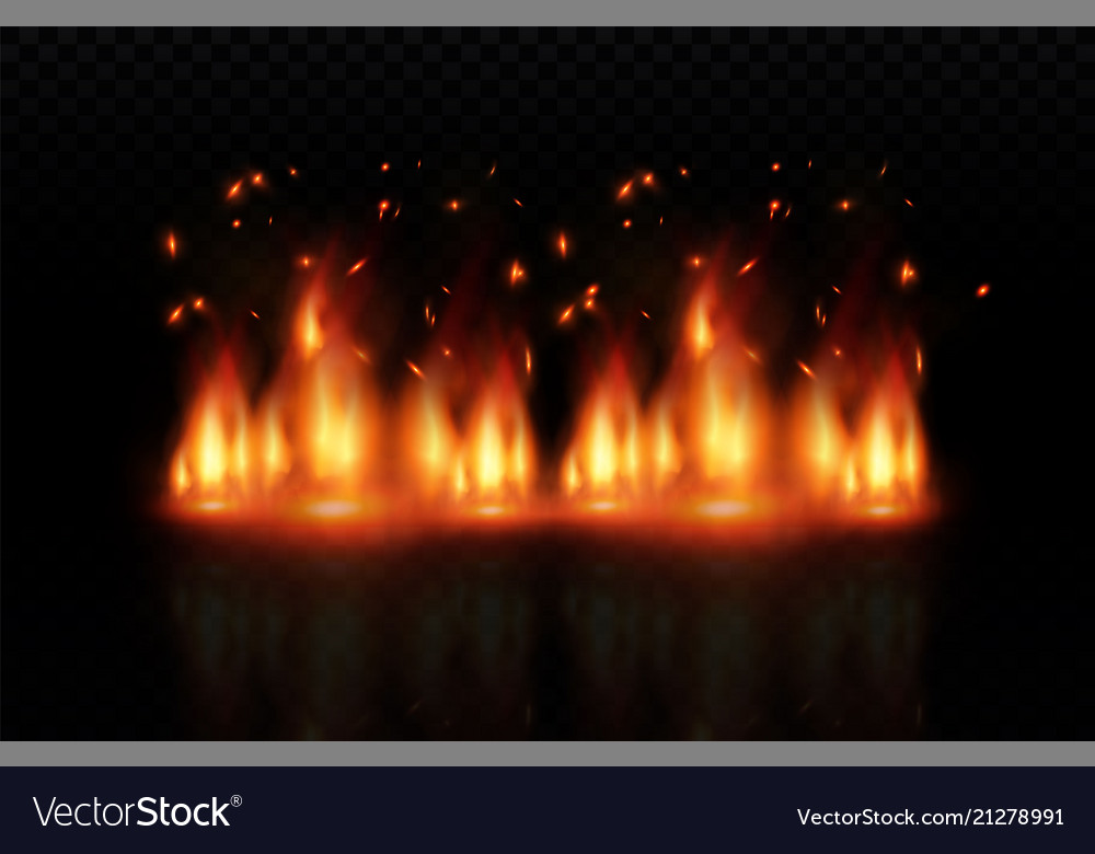 Flame of fire with sparks on a black background