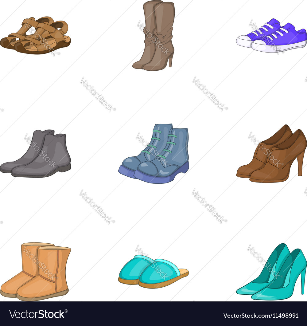 Foot protection icons set cartoon style Royalty Free Vector