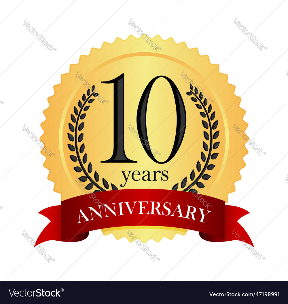 Golden anniversary medal icon 10th Royalty Free Vector Image