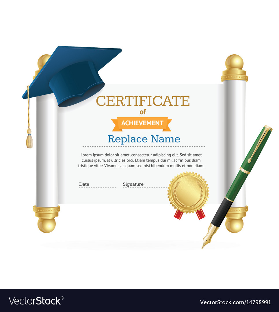 Graduated cap student and roll certificate