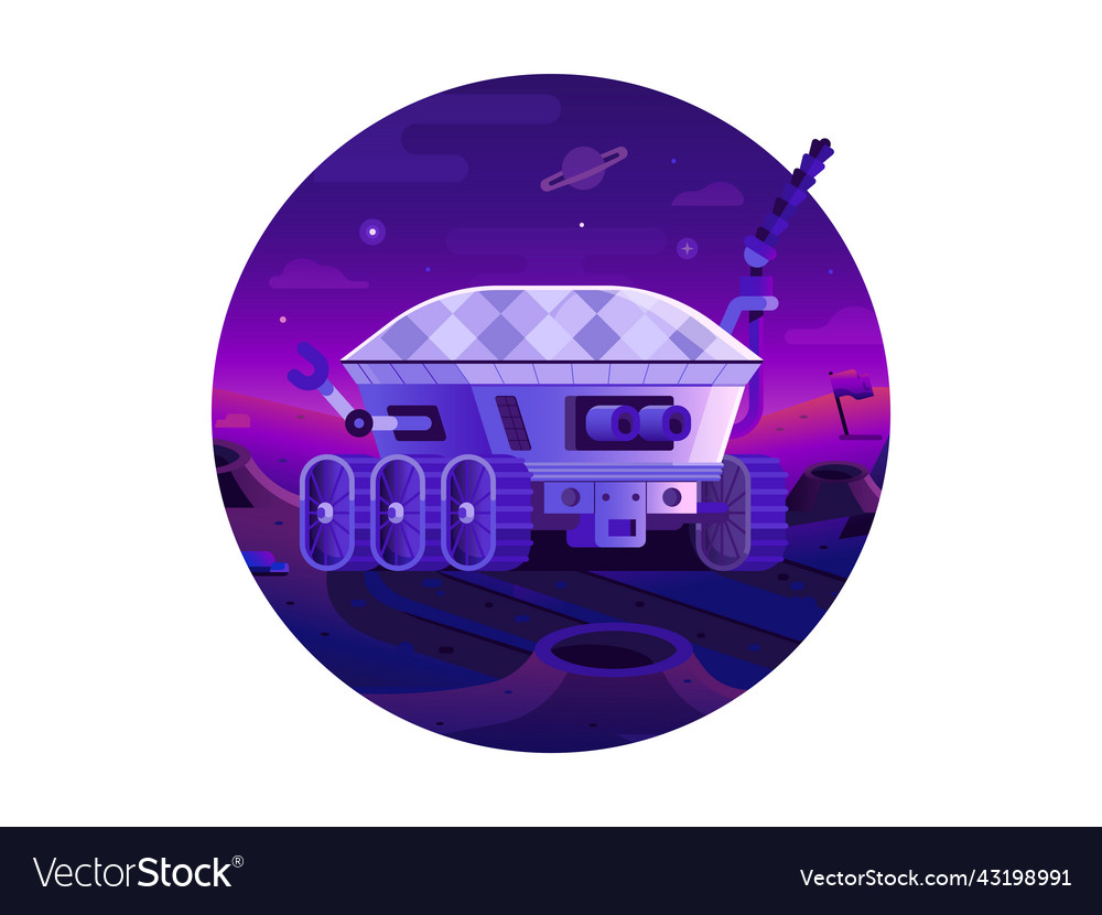 Moon rover robotic explorer space circle icon vector image Moon rover robotic explorer space circle icon