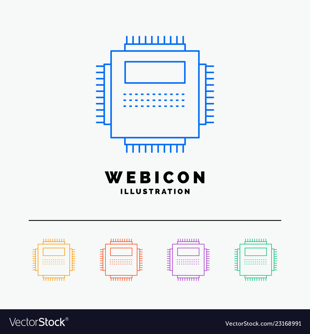 Processor hardware computer pc technology 5 color vector image Processor hardware computer pc technology 5 color