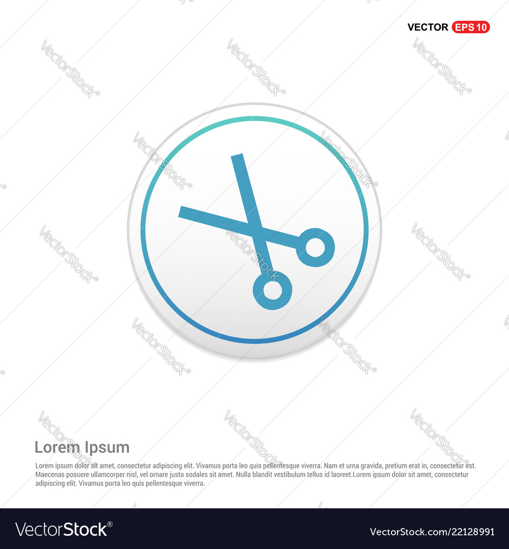 Scissors icon - white circle button vector image Scissors icon - white circle button