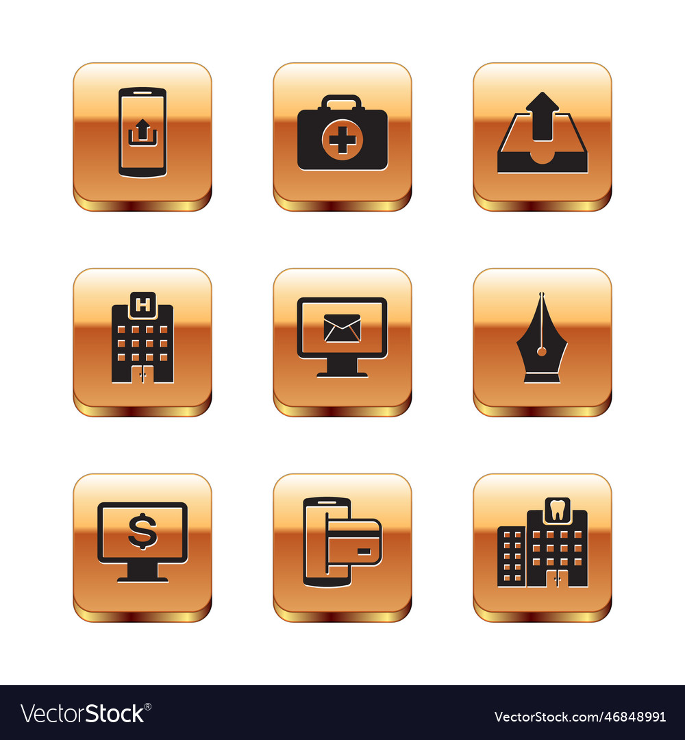 Set smartphone with upload monitor dollar nfc vector image Set smartphone with upload monitor dollar nfc