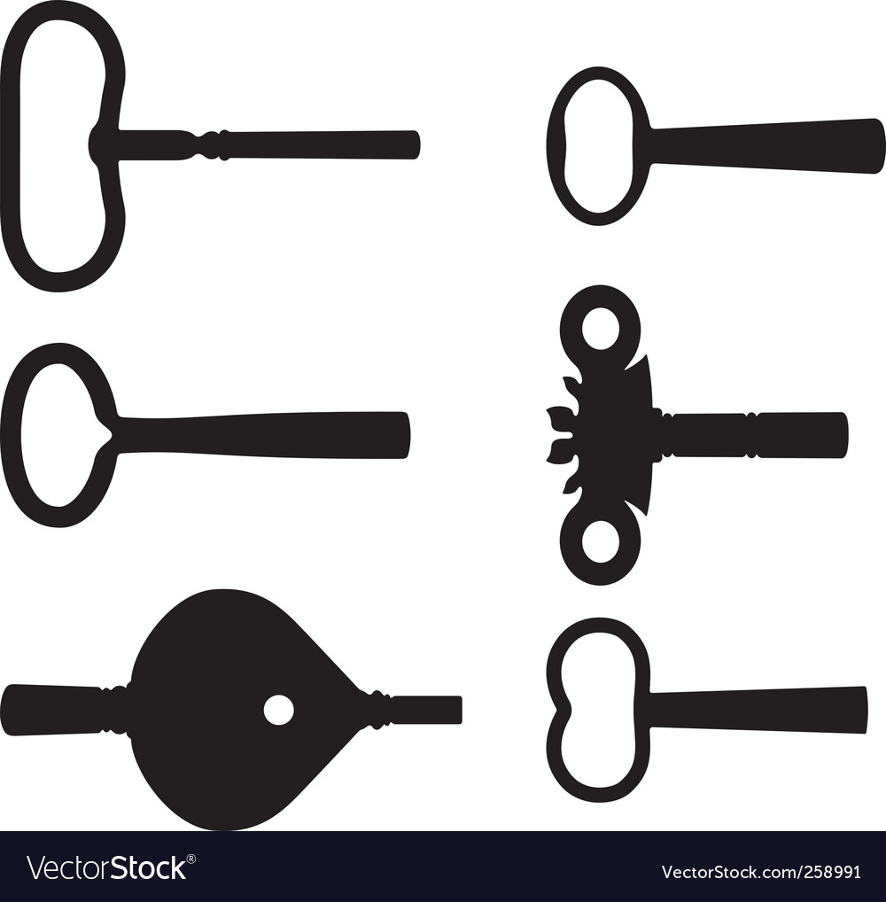 Six clock keys Royalty Free Vector Image VectorStock