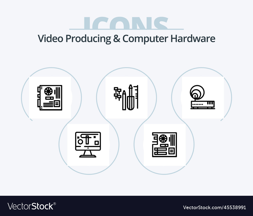 Video producing and computer hardware line icon