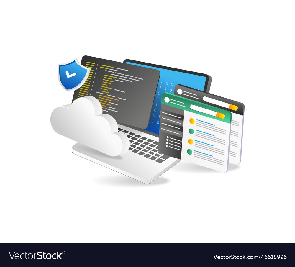 Cloud computing security concept with laptop