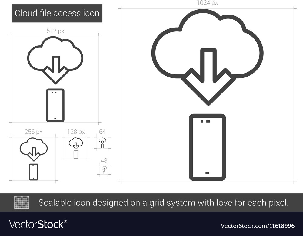 Cloud file access line icon