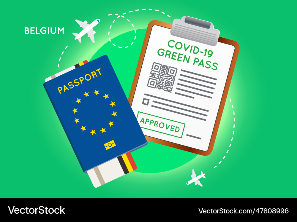 Covid-19 immunity passport with qr code Royalty Free Vector
