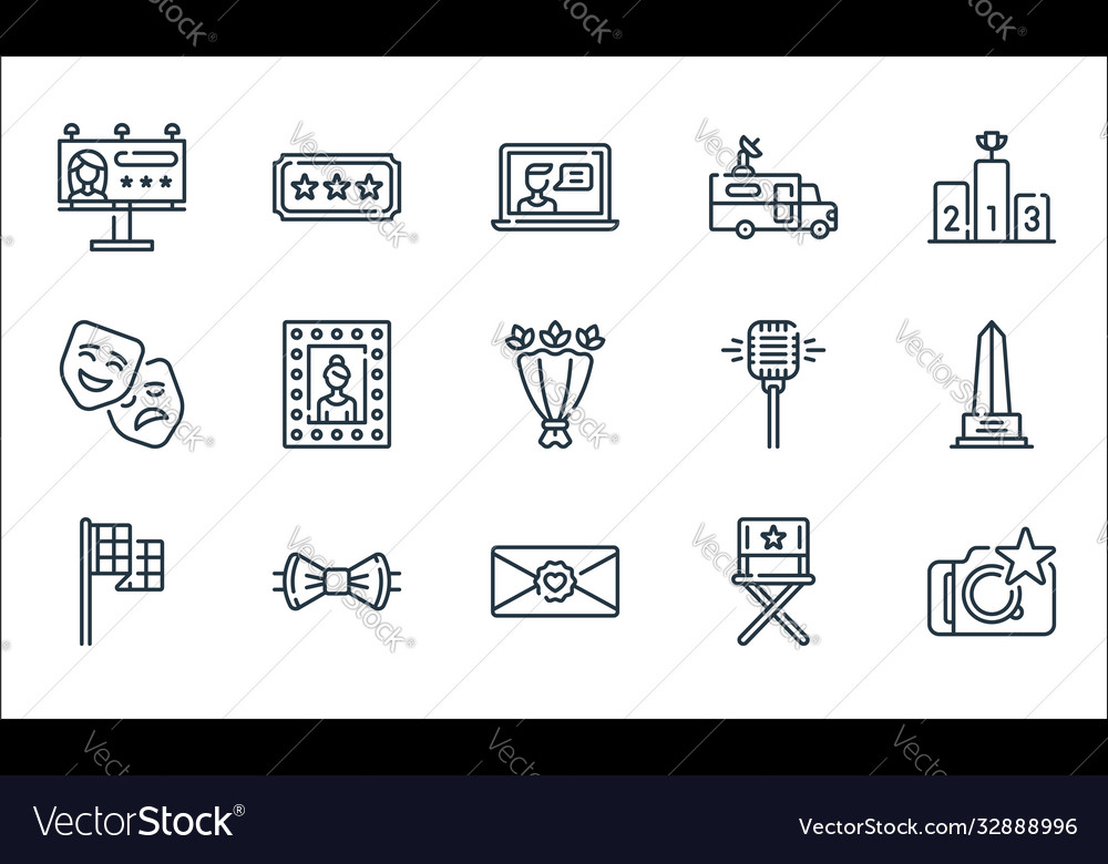 Fame line icons linear set quality