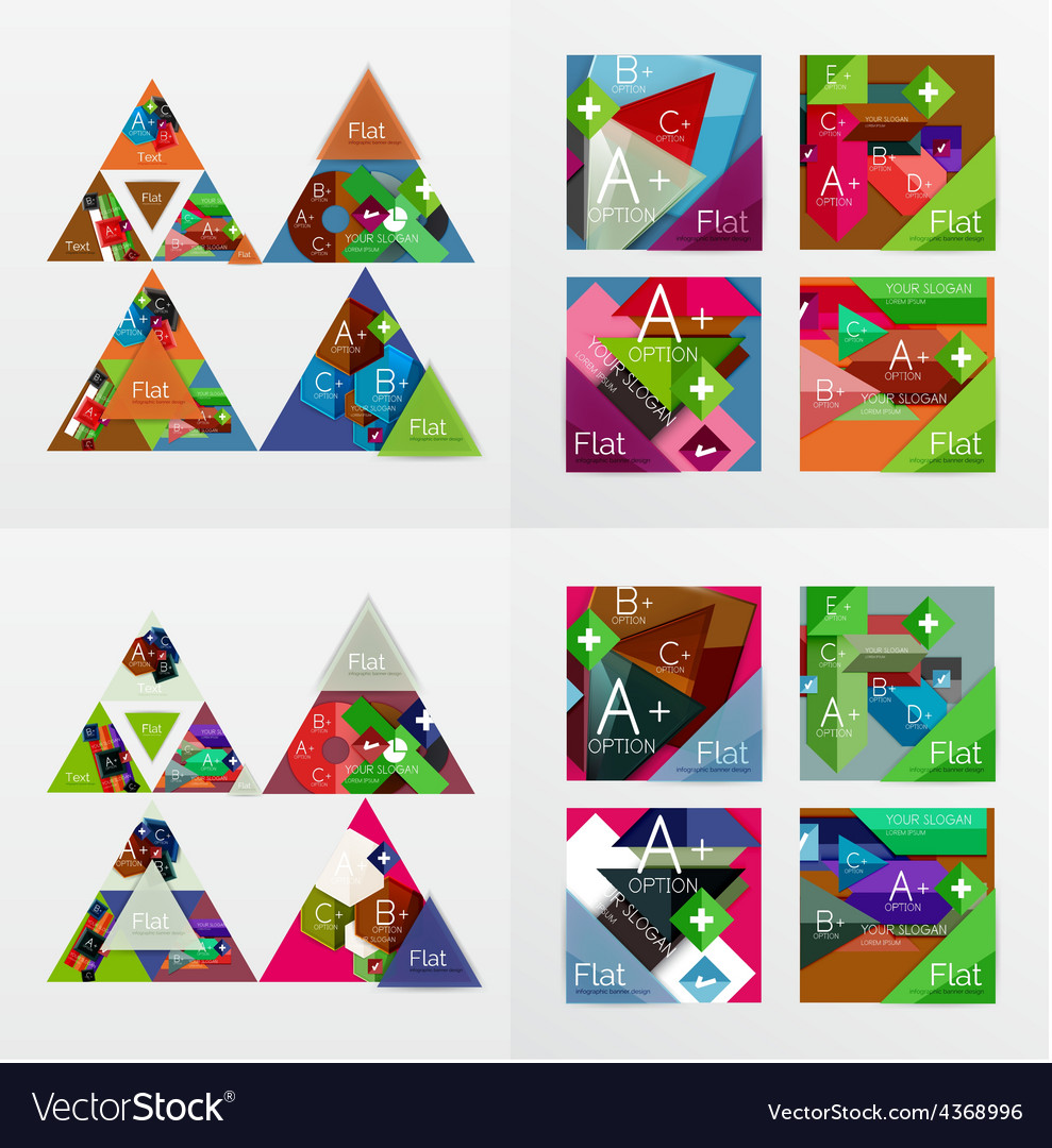 Flat design geometric info banners web boxes