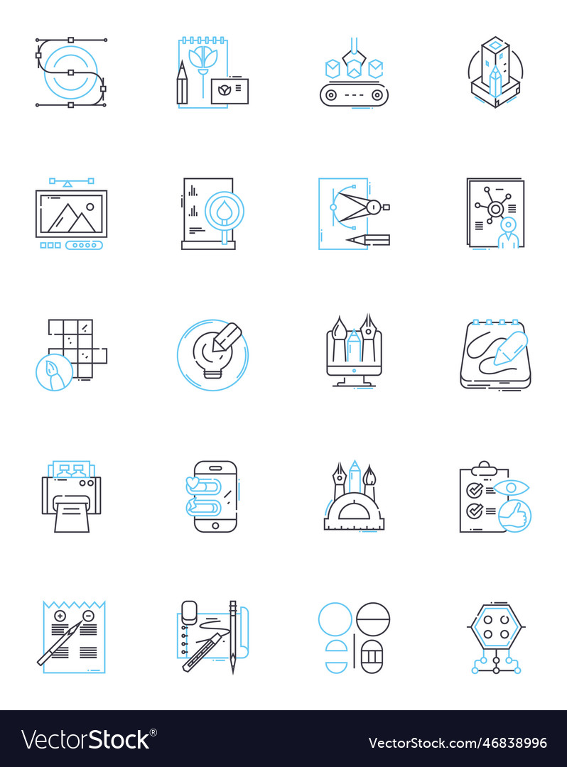Headquarters compound linear icons set command Vector Image