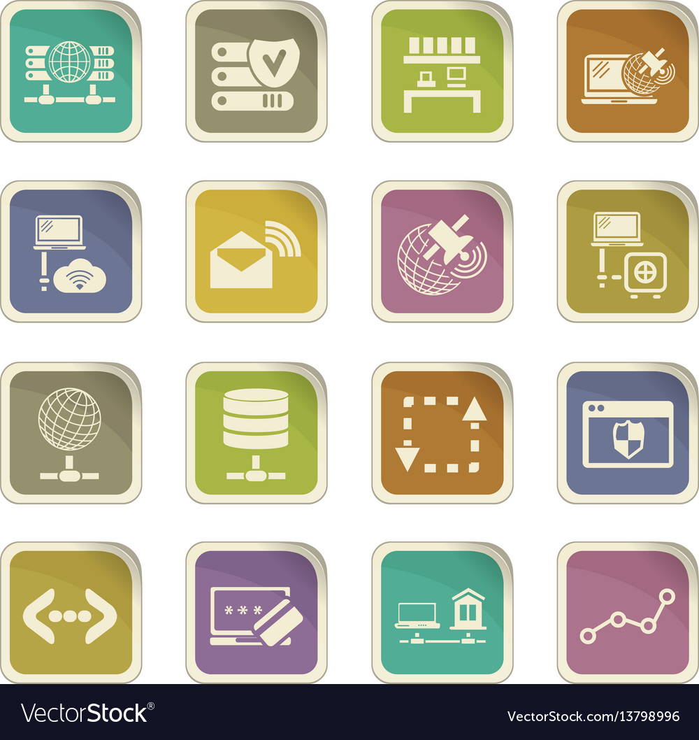 Internet server network icons set Royalty Free Vector Image