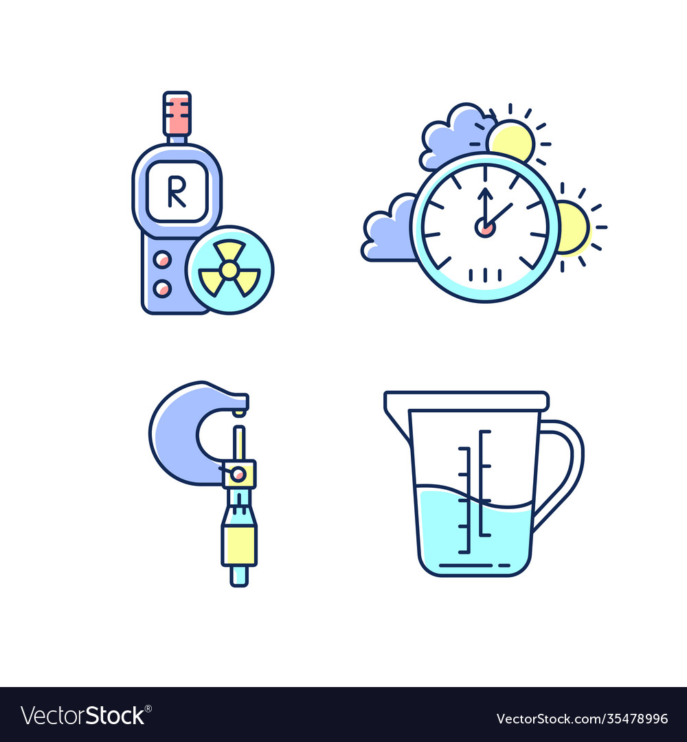 Measurement tools rgb color icons set Royalty Free Vector