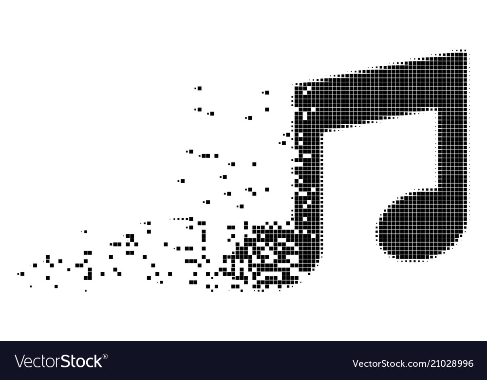 Music notes disintegrating pixel icon vector image Music notes disintegrating pixel icon