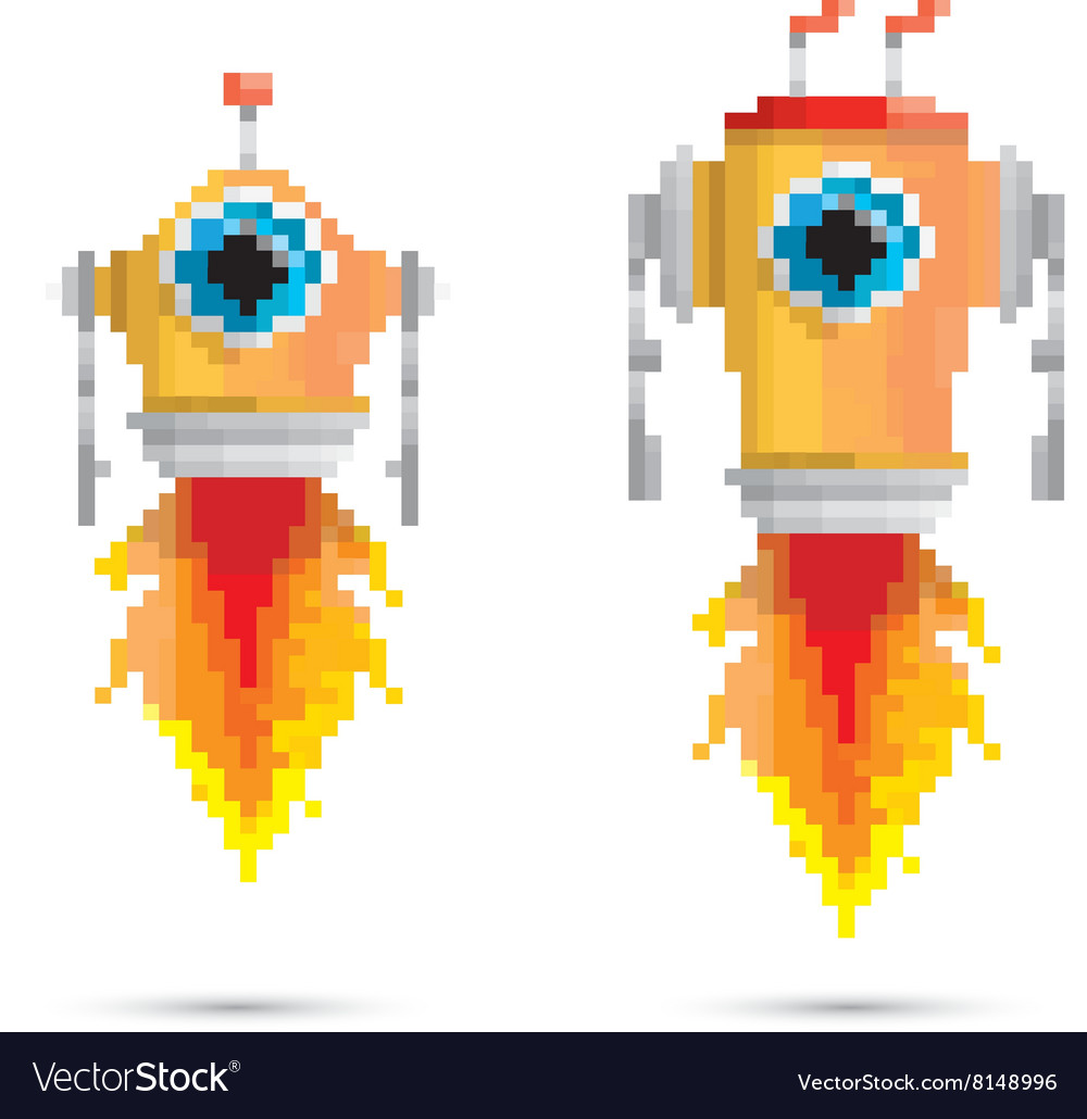 Pixel style robot set