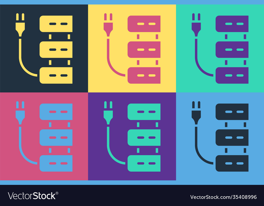 Pop art server icon isolated on color background Vector Image Pop art server icon isolated on color background
