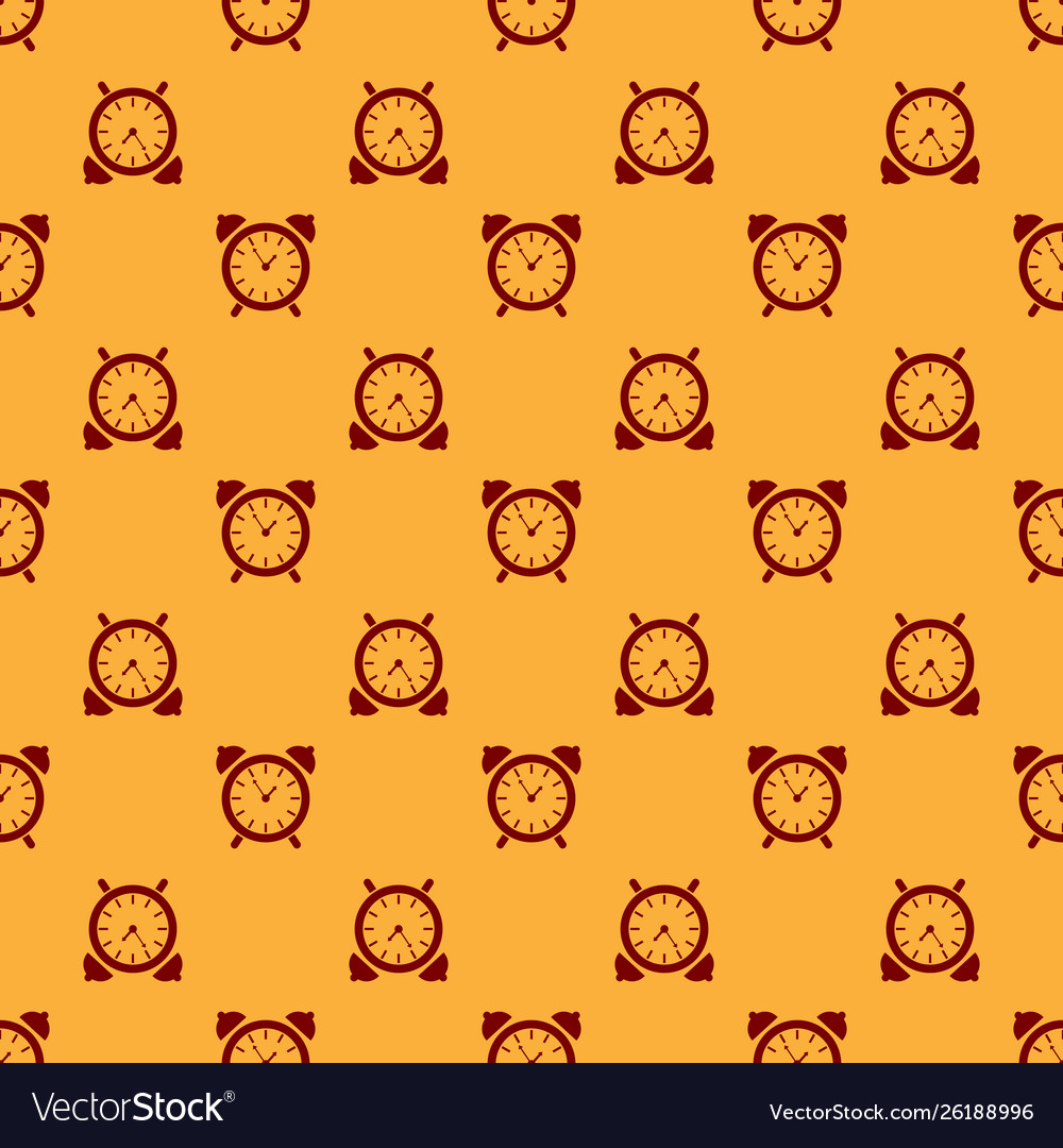 Red alarm clock icon isolated seamless pattern