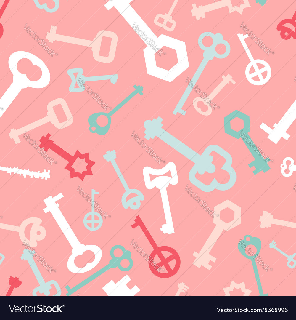 Retro key seamless pattern background of different