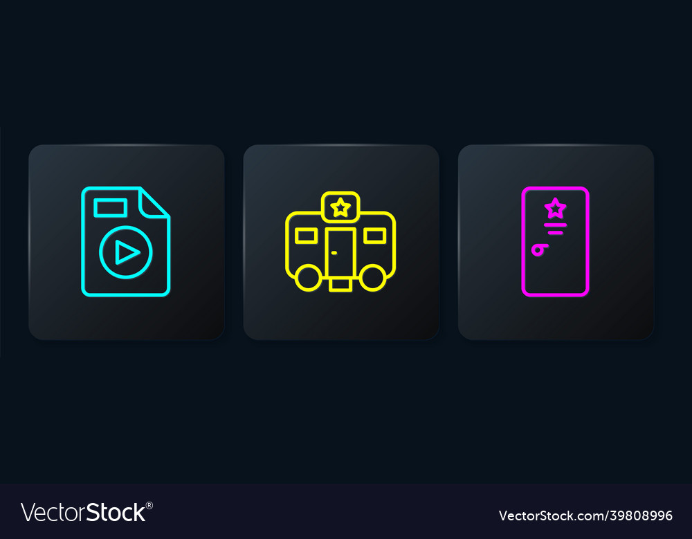 Set line avi file document backstage and actor Vector Image Set line avi file document backstage and actor
