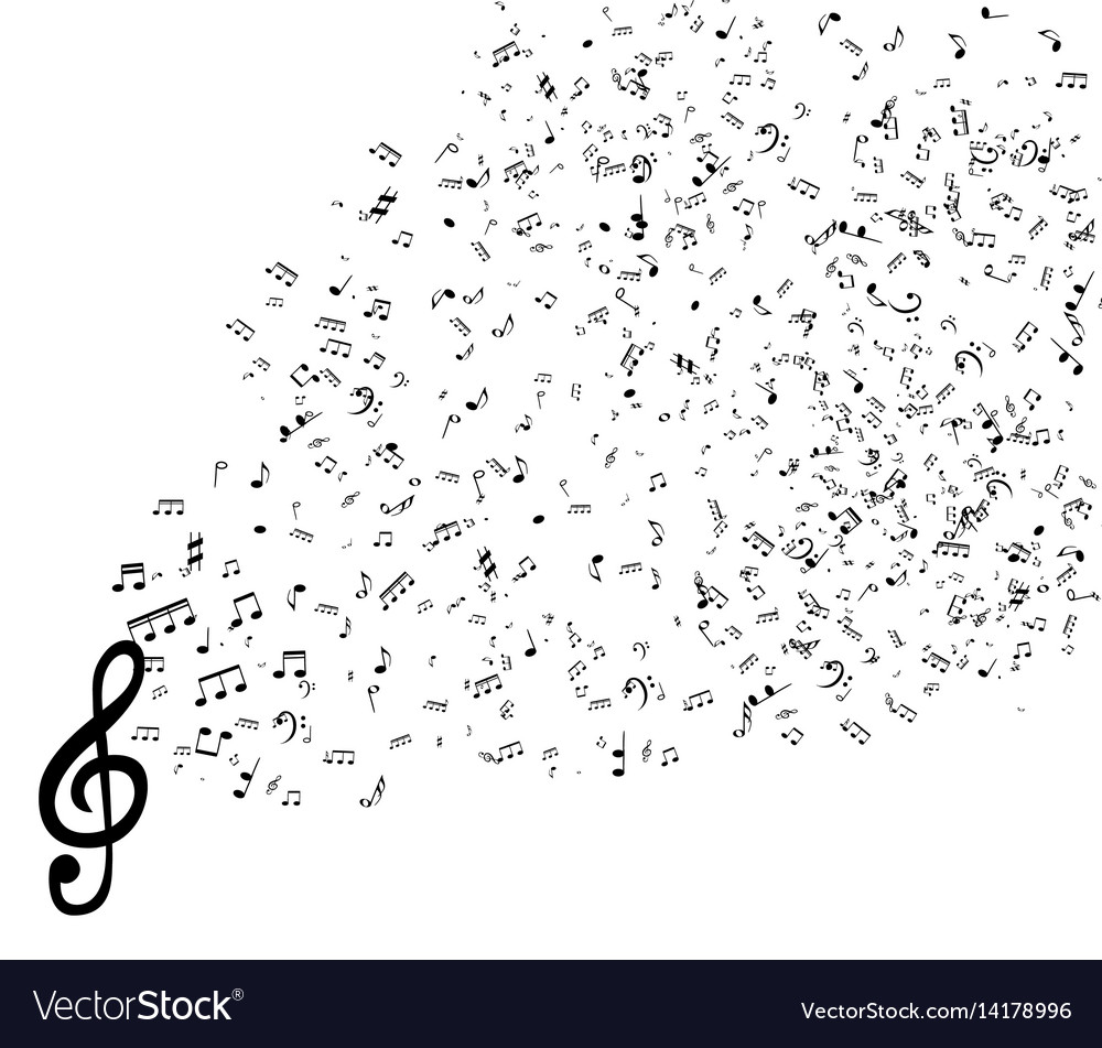 Set of musical notes on five-line clock notation