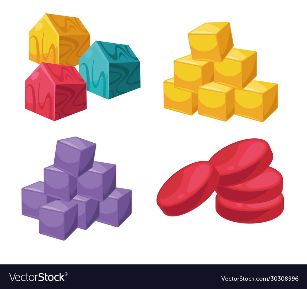 Square and circle shape colorful object set vector image Square and circle shape colorful object set
