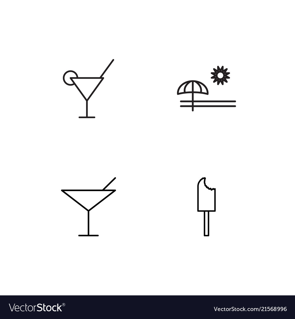 Summer linear icons set simple outline