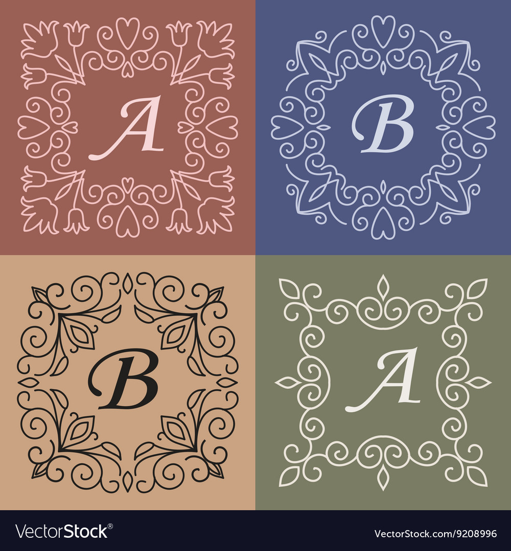 Trendy mono line style - monogram design element