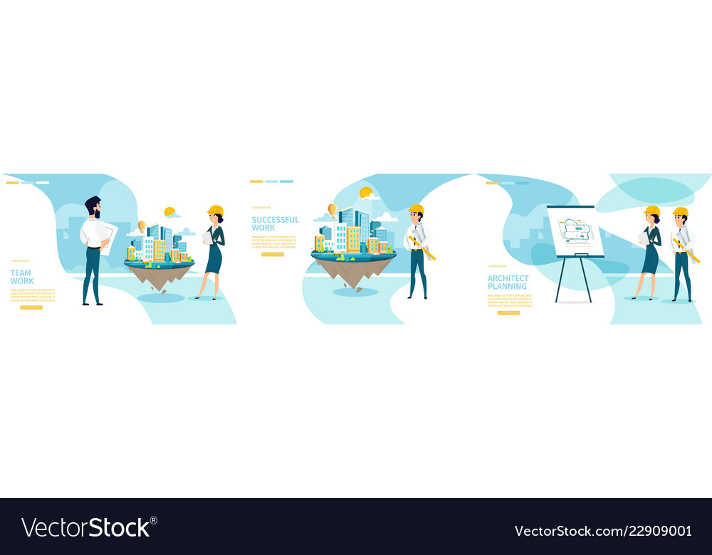 Architect company horizontal scroll webpage vector image Architect company horizontal scroll webpage