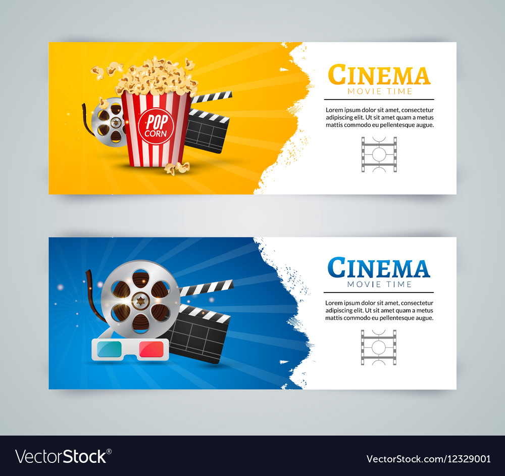 Cinema movie banner poster design template film Vector Image