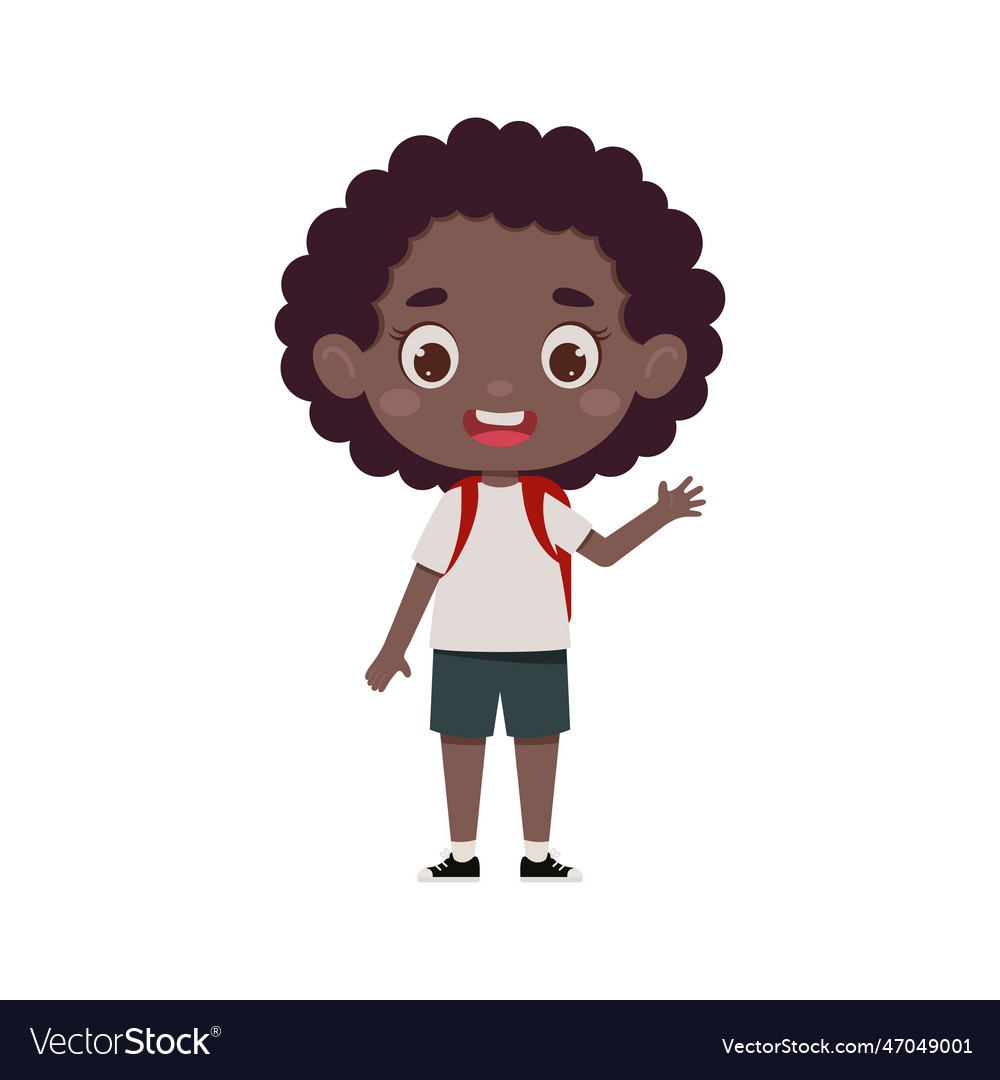 Cute cartoon little african girl Royalty Free Vector Image