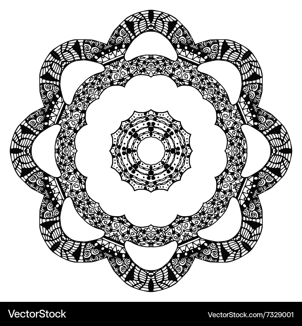 Flower zentangle style pattern Royalty Free Vector Image