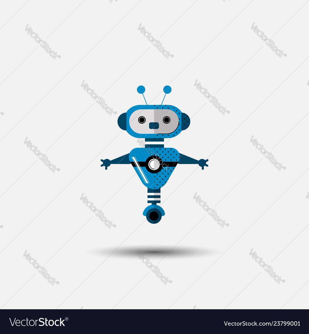 Funny robot icon in flat style isolated vector image Funny robot icon in flat style isolated